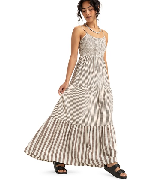 TROPICAL GLOW MAXI S /ロキシーストライプ柄ロングワンピース