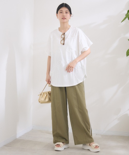 KATHARINE ROSS（キャサリンロス）の「【KATHARINE ROSS】【margaux vintage】cord embroidery Tee（Tシャツ/カットソー・レディース・ブラック/オフホワイト・MEDIUM）」の9枚目の写真