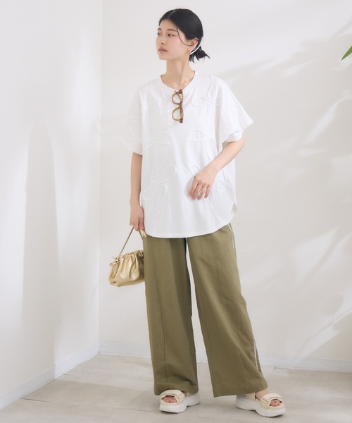 KATHARINE ROSS（キャサリンロス）の「【KATHARINE ROSS】【margaux vintage】cord embroidery Tee（Tシャツ/カットソー・レディース・ブラック/オフホワイト・MEDIUM）」の8枚目の写真