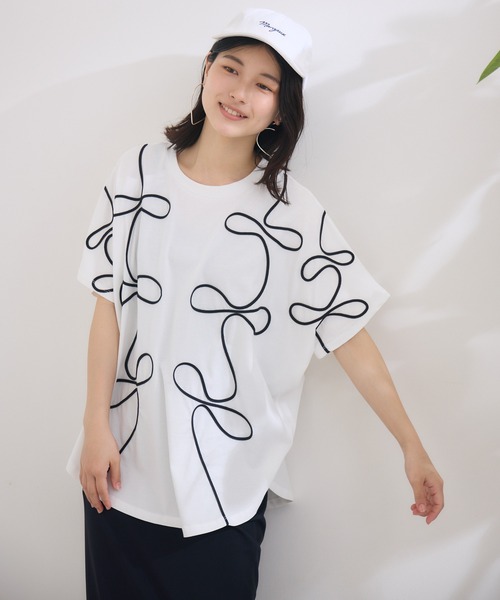 KATHARINE ROSS（キャサリンロス）の「【KATHARINE ROSS】【margaux vintage】cord embroidery Tee（Tシャツ/カットソー・レディース・ブラック/オフホワイト・MEDIUM）」の18枚目の写真