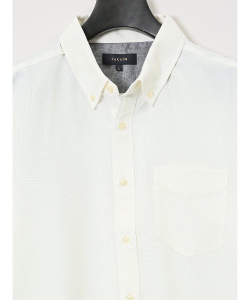 TAKA-Q（タカキュー）の「【ウォッシャブル】タカキューテックリネン/ TechLinen ボタンダウン 7分袖シャツ（シャツ/ブラウス・メンズ・サックスブルー/ターコイズブルー/ホワイト/イエロー・X-LARGE/MEDIUM/LARGE）」の6枚目の写真