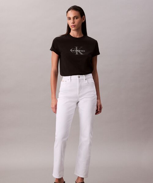 tシャツ  （カルバンクライン）モノグラムクルーネックショートスリーブTシャツ レディース Amazon | (カルバンクライン) CALVIN KLEIN ショートスリーブ