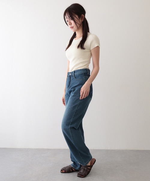 Lace Ladies(レースレディース)の「配色 ウォッシュ加工 ハイウエスト ストレート デニムパンツ(デニムパンツ・レディース・ブルー・XL/L/M/S)」の7枚目の写真