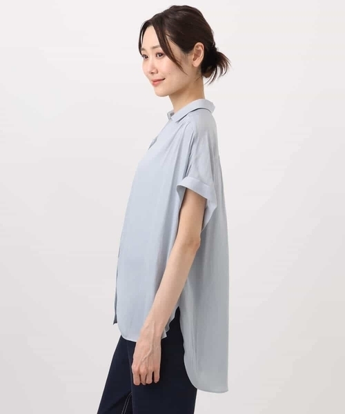 MK MICHEL KLEIN（エムケーミッシェルクラン）の「メタル釦デザイン サテン地ブラウス/接触冷感/洗える（シャツ/ブラウス・レディース・ライトブルー/ダークカーキ/ダークネイビー・38）」の17枚目の写真