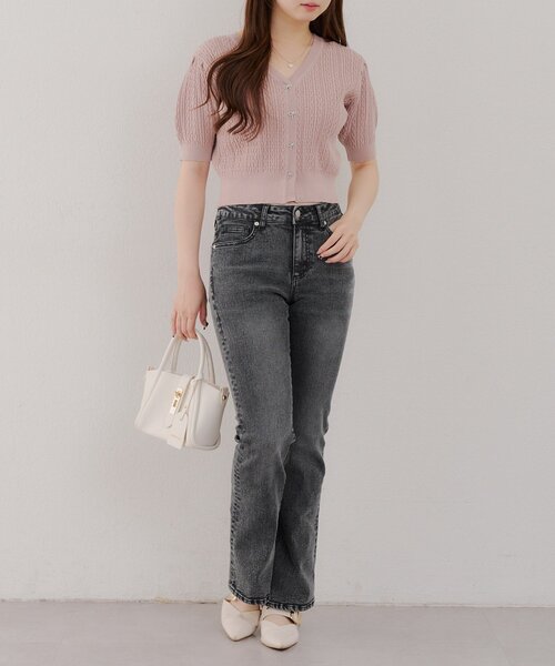 continuer de NICE CLAUP（コンティニューデナイスクラップ）の「【@reve.perle_企画】後ろレースアップフレアパンツ（デニムパンツ・レディース・ブルー/ブラック・SMALL/MEDIUM）」の20枚目の写真