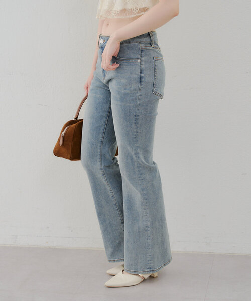 continuer de NICE CLAUP（コンティニューデナイスクラップ）の「【@reve.perle_企画】後ろレースアップフレアパンツ（デニムパンツ・レディース・ブルー/ブラック・SMALL/MEDIUM）」の9枚目の写真