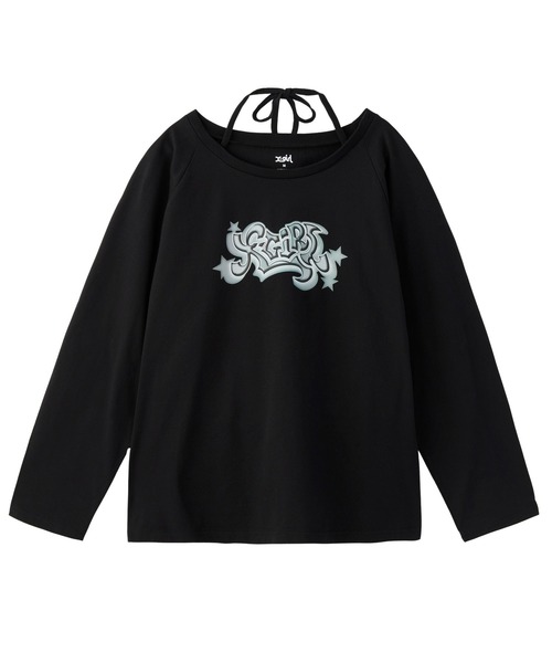 X-girl(エックスガール)の「STAR LOGO HALTERNECK L/S TEE(Tシャツ/カットソー・レディース・ブラック/ベージュ/ネイビー・S/M)」の2枚目の写真