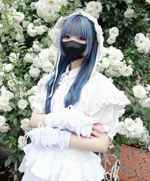 Whinny（ホワイニー）の「Whinny/くつろぎの招き猫（アームカバー・レディース・ホワイト/サックスブルー/ブラック・FREE）」の7枚目の写真