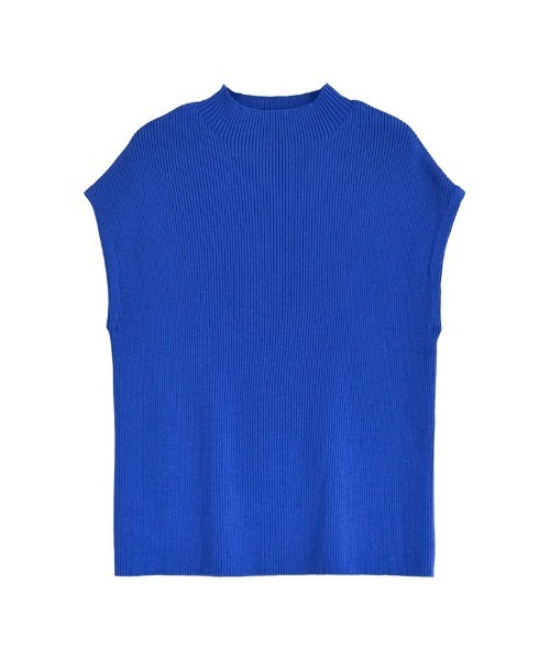 Re:EDIT（リエディ）の「[涼感]レーヨンブレンドボトルネックフレンチスリーブサマーニットトップス（Tシャツ/カットソー・レディース・ホワイト/ブラウン/グレー/ブルー/ブラック・MEDIUM/LARGE）」の5枚目の写真