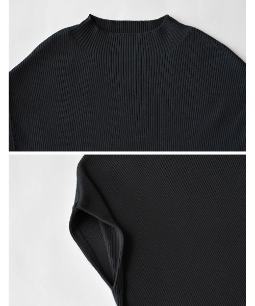 Re:EDIT（リエディ）の「[涼感]レーヨンブレンドボトルネックフレンチスリーブサマーニットトップス（Tシャツ/カットソー・レディース・ホワイト/ブラウン/グレー/ブルー/ブラック・MEDIUM/LARGE）」の14枚目の写真