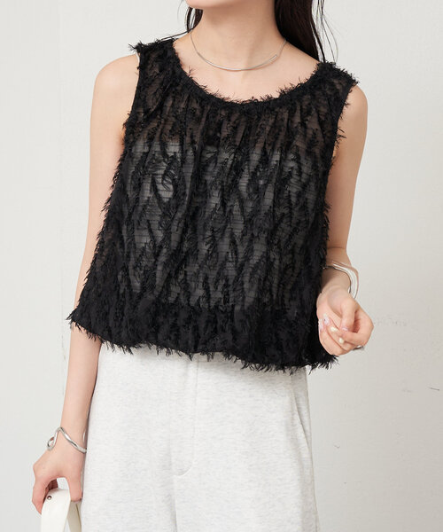 セール】ジャガードフリンジタンク（タンクトップ）｜mystic