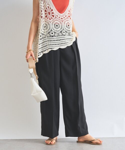 un dix cors（アンディコール）の「《セットアップ対応》リネンライクタックパンツ（スラックス・レディース・ブラック/グリーン/モカ・FREE）」の17枚目の写真