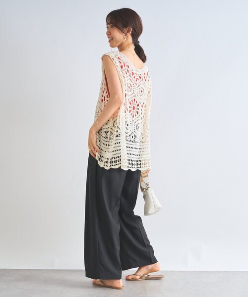 un dix cors（アンディコール）の「《セットアップ対応》リネンライクタックパンツ（スラックス・レディース・ブラック/グリーン/モカ・FREE）」の19枚目の写真