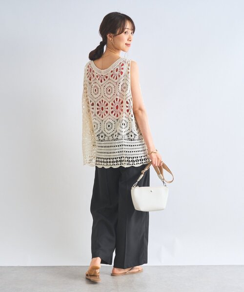 un dix cors（アンディコール）の「《セットアップ対応》リネンライクタックパンツ（スラックス・レディース・ブラック/グリーン/モカ・FREE）」の20枚目の写真