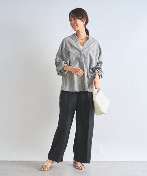 un dix cors（アンディコール）の「《セットアップ対応》リネンライクタックパンツ（スラックス・レディース・ブラック/グリーン/モカ・FREE）」の22枚目の写真