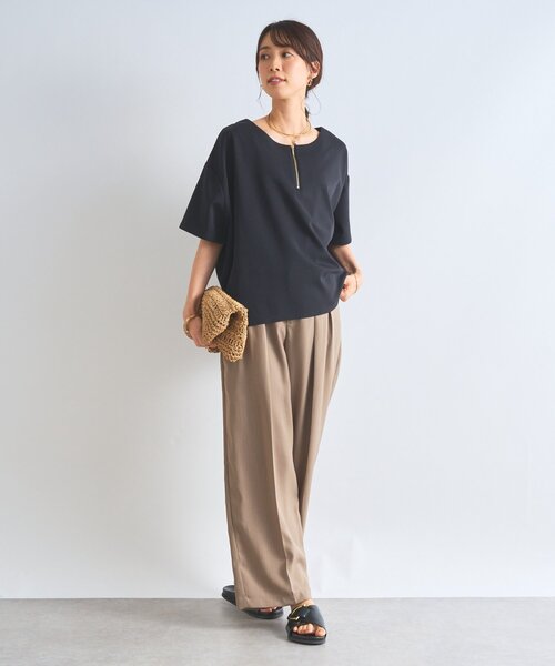 un dix cors（アンディコール）の「《セットアップ対応》リネンライクタックパンツ（スラックス・レディース・ブラック/グリーン/モカ・FREE）」の5枚目の写真