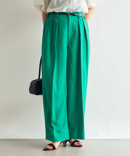 un dix cors（アンディコール）の「《セットアップ対応》リネンライクタックパンツ（スラックス・レディース・ブラック/グリーン/モカ・FREE）」の8枚目の写真