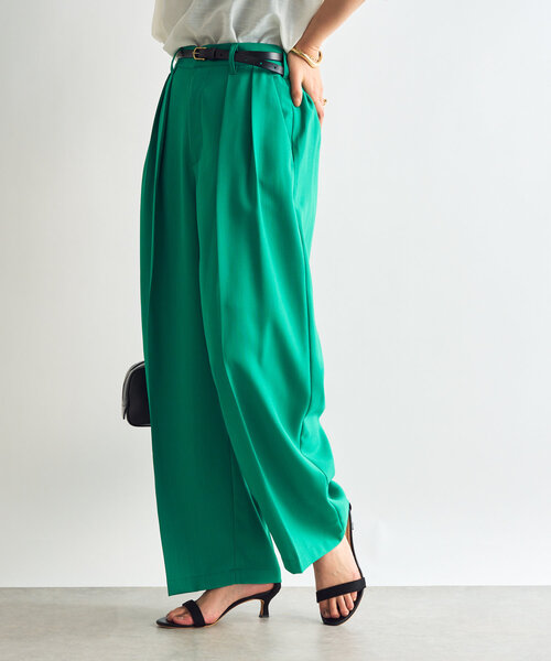 un dix cors（アンディコール）の「《セットアップ対応》リネンライクタックパンツ（スラックス・レディース・ブラック/グリーン/モカ・FREE）」の10枚目の写真