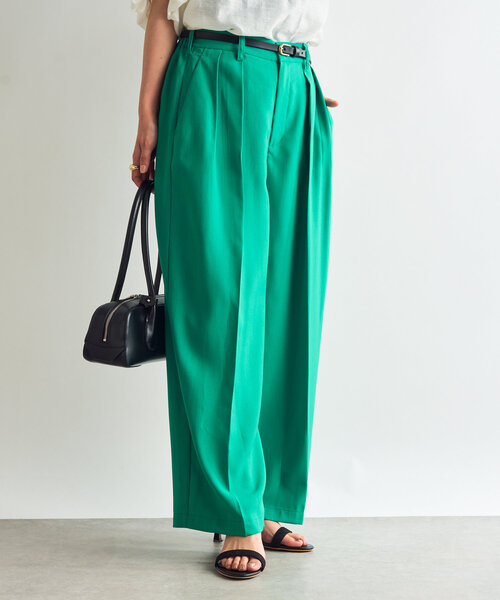 un dix cors（アンディコール）の「《セットアップ対応》リネンライクタックパンツ（スラックス・レディース・ブラック/グリーン/モカ・FREE）」の12枚目の写真