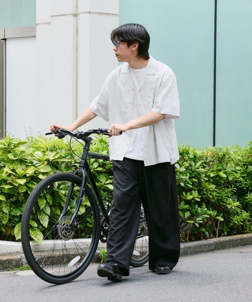 CIAOPANIC TYPY(チャオパニックティピー)の「【ユニセックスで着れる】リネンレーヨンオープンカラー半袖シャツ(シャツ/ブラウス・レディース・ブラック/オフホワイト/ベージュ/ホワイト・MEDIUM/LARGE)」の5枚目の写真