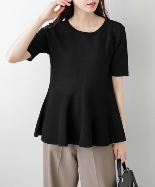 セール】サマーニットペプラムトップス（Tシャツ/カットソー