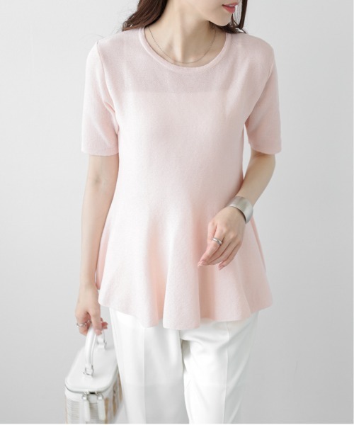 La-gemme(ラジェム)の「サマーニットペプラムトップス(Tシャツ/カットソー・レディース・ブラック/ライトグレー/ピンク/オフホワイト・フリー)」の21枚目の写真