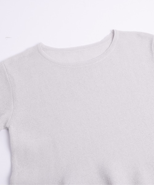 La-gemme(ラジェム)の「サマーニットペプラムトップス(Tシャツ/カットソー・レディース・ブラック/ライトグレー/ピンク/オフホワイト・フリー)」の6枚目の写真