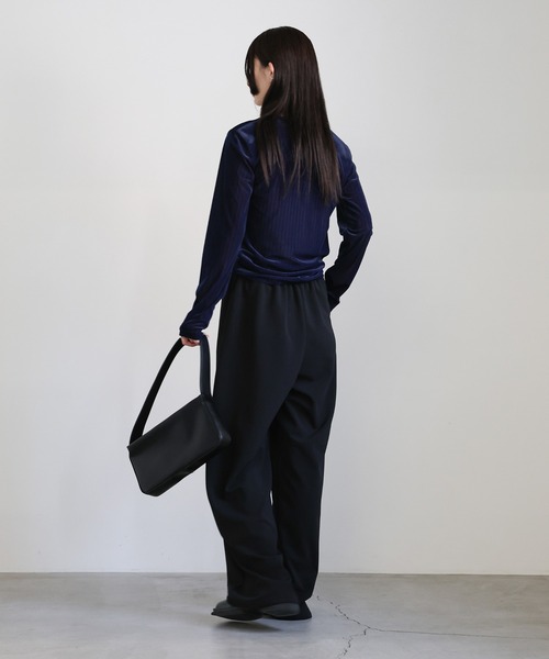 セール】ストライプベロアスクエアネックトップス（Tシャツ/カットソー