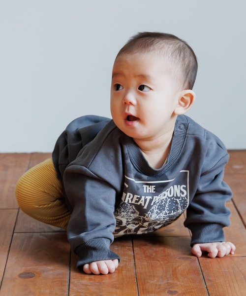 MAKE YOUR DAY（メイクユアデイ）の「テクテクえらい人ファミリー裏毛トレーナー■80～140cm（スウェット・キッズ・アイボリー/チャコールグレー・110/100/90/140/130/80/120）」の8枚目の写真