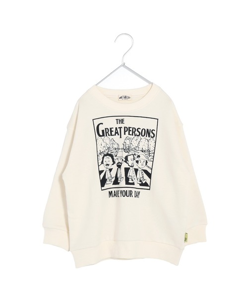 MAKE YOUR DAY（メイクユアデイ）の「テクテクえらい人ファミリー裏毛トレーナー■80～140cm（スウェット・キッズ・アイボリー/チャコールグレー・110/100/90/140/130/80/120）」の6枚目の写真