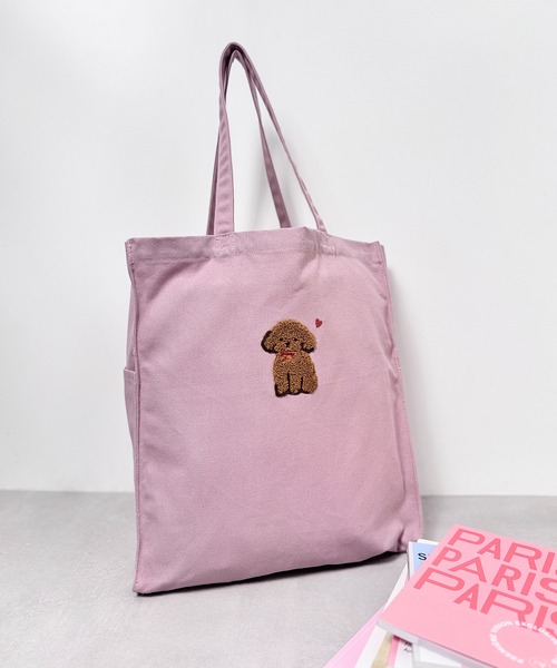 セール】6A2 A4収納可 アニマル刺繍トートバッグ キャンバス
