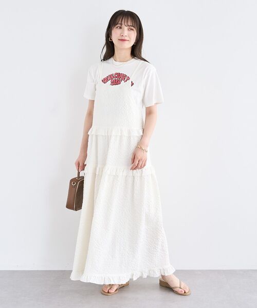 Petit fleur(プチフルール)の「・Petit Fleur フリルティアードキャミワンピ(ワンピース・レディース・サックスブルー/ブラック/オフホワイト/ピンク系その他2・FREE)」の2枚目の写真