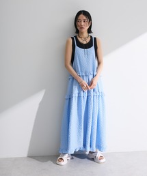 贅沢品 サックスブルー」に該当するワンピース（ティアード トップス