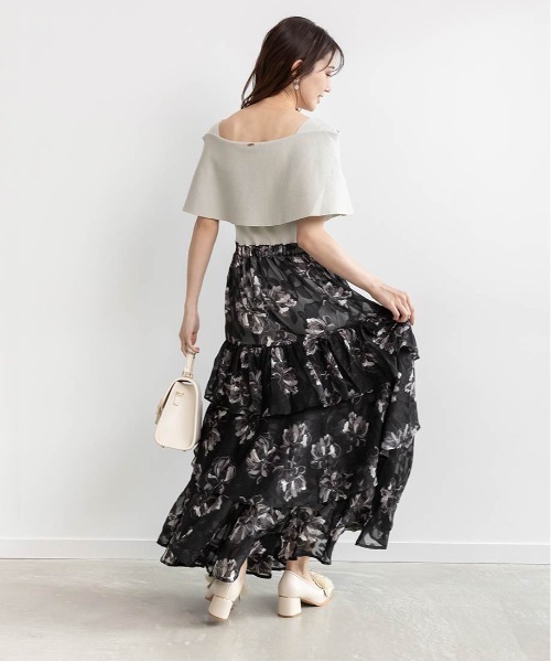 RANDA(ランダ)の「ケープニットドッキングワンピース(ワンピース・レディース・ブラック/ホワイト/グリーン・1/0)」の11枚目の写真