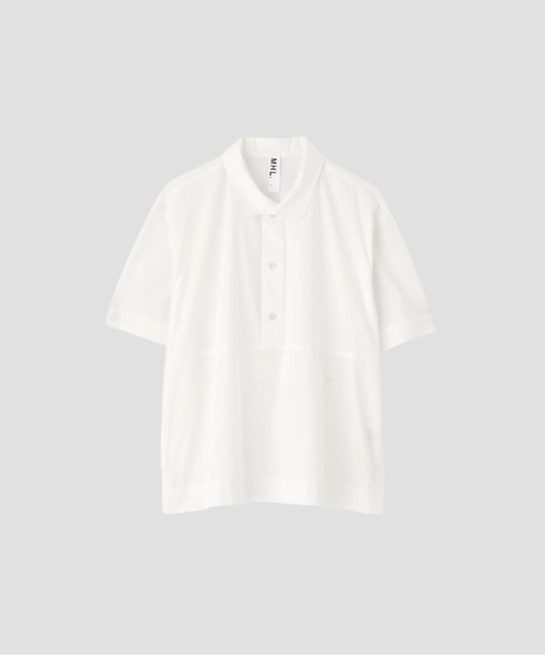 MHL.（エムエイチエル）の「GARMENT DYE COTTON POPLIN（シャツ/ブラウス・メンズ・ホワイト/ライトブラウン・LARGE/MEDIUM）」の7枚目の写真