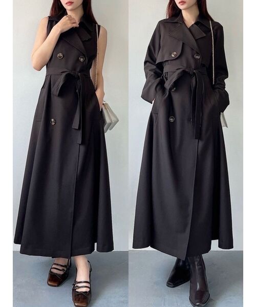 RESEXXY（リゼクシー）の「2WAY セパレートフレアトレンチコート（トレンチコート・レディース・ベージュ/ネイビー/ブラウン・FREE）」の2枚目の写真