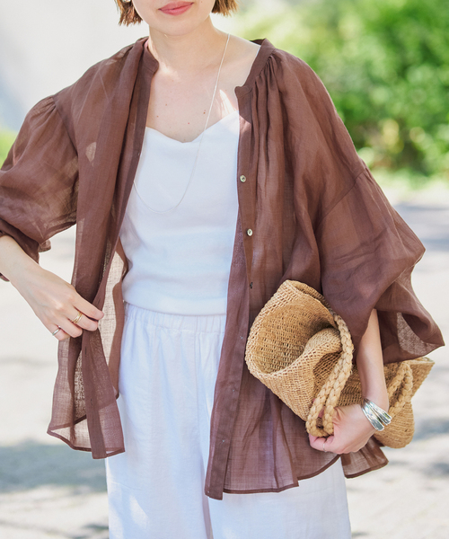 【新品未使用】 スローブイエナ SLOBE IENA ラミースキッパーシャツ 麻 追加》ラミースキッパーシャツ｜フォーワンセブン