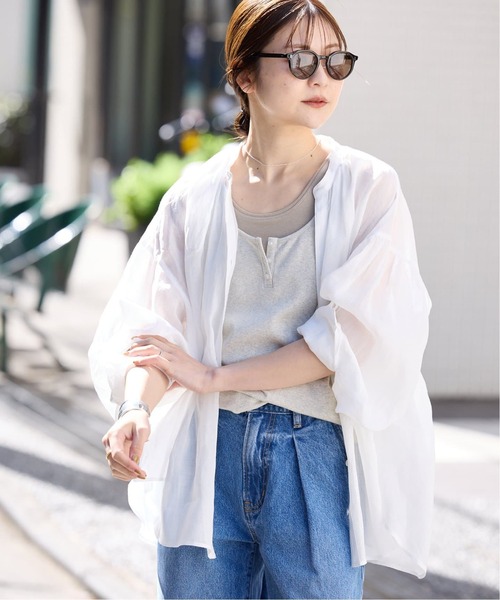 SLOBE IENA（スローブイエナ）の「《追加》ラミースキッパーシャツ（シャツ/ブラウス・レディース・ネイビー/ホワイト/ブラウン/ピンク・FREE）」の9枚目の写真