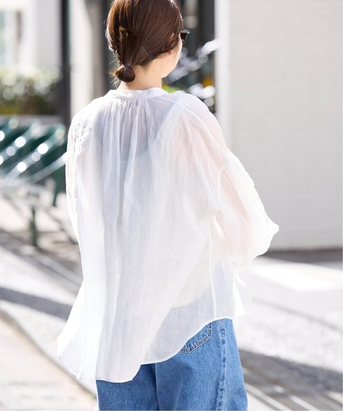 SLOBE IENA（スローブイエナ）の「《追加》ラミースキッパーシャツ（シャツ/ブラウス・レディース・ネイビー/ホワイト/ブラウン/ピンク・FREE）」の13枚目の写真