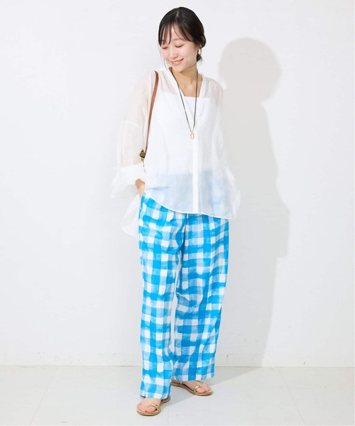 SLOBE IENA（スローブイエナ）の「《追加》ラミースキッパーシャツ（シャツ/ブラウス・レディース・ネイビー/ホワイト/ブラウン/ピンク・FREE）」の21枚目の写真