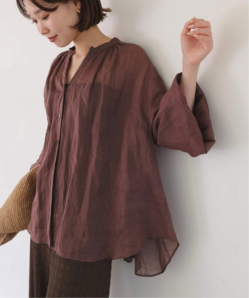 SLOBE IENA　ラミースキッパーシャツ　ブラウン 追加》ラミースキッパーシャツ（シャツ/ブラウス）｜SLOBE IENA