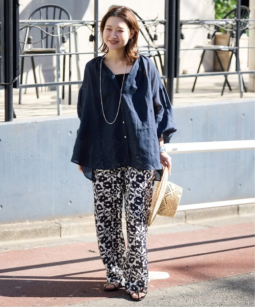 ラミースキッパーシャツ　スローブイエナ　ネイビー スローブ イエナ SLOBE IENA ラミースキッパーシャツ （ネイビー
