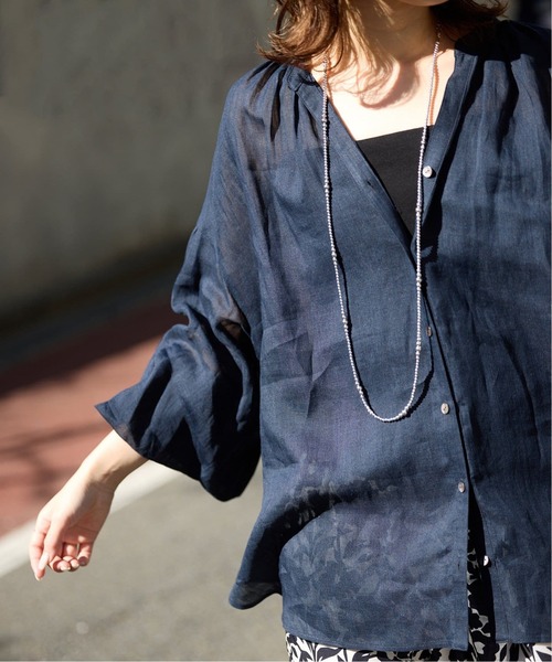 美品　⭐︎スローブイエナ⭐︎ ラミースキッパーシャツ 追加》ラミースキッパーシャツ（シャツ／ブラウス）｜SLOBE IENA