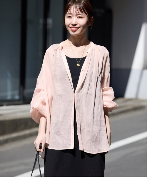 SLOBE IENA スローブイエナ　ラミースキッパーシャツ　25SS 紺 追加》ラミースキッパーシャツ（シャツ/ブラウス）｜SLOBE IENA