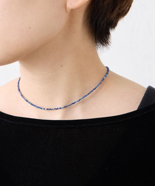 ear PAPILLONNER(イアパピヨネ)の「《スターリングシルバー使用》粒ストーンネックレス(ネックレス・レディース・ブラック/ブルー系その他/ネイビー・FREE)」の1枚目の写真