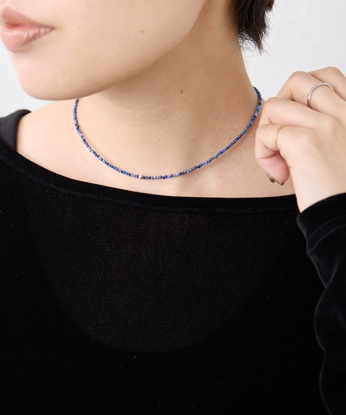 ear PAPILLONNER(イアパピヨネ)の「《スターリングシルバー使用》粒ストーンネックレス(ネックレス・レディース・ブラック/ブルー系その他/ネイビー・FREE)」の6枚目の写真