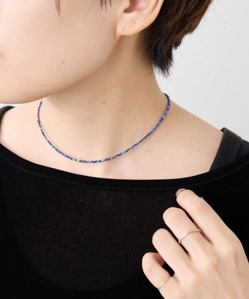 ear PAPILLONNER(イアパピヨネ)の「《スターリングシルバー使用》粒ストーンネックレス(ネックレス・レディース・ブラック/ブルー系その他/ネイビー・FREE)」の7枚目の写真