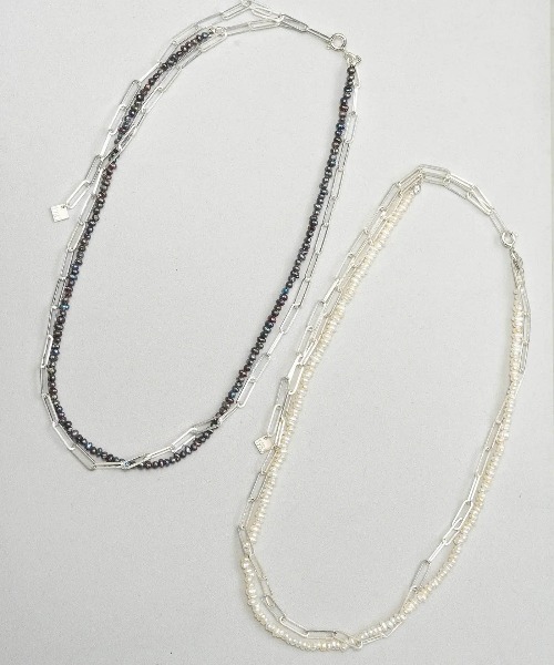 HERGO（ハーゴ）の「NP:HERGO Flat Chain Baby Pearl Necklace SV-925（ネックレス・メンズ・ブラック/ホワイト・FREE）」の5枚目の写真