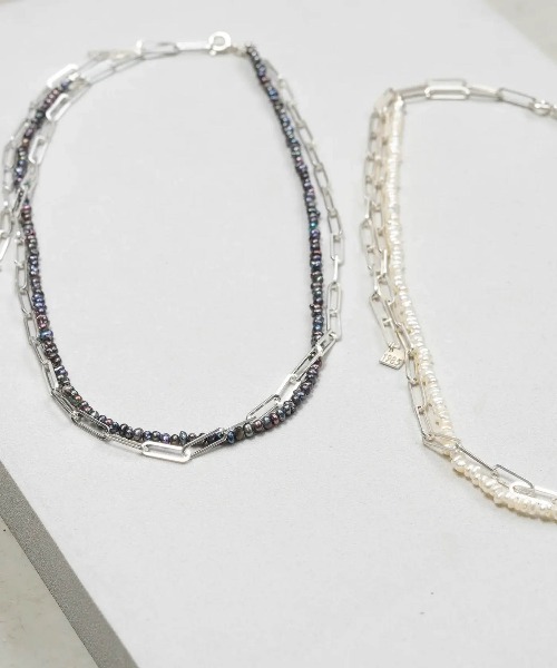 HERGO（ハーゴ）の「NP:HERGO Flat Chain Baby Pearl Necklace SV-925（ネックレス・メンズ・ブラック/ホワイト・FREE）」の6枚目の写真