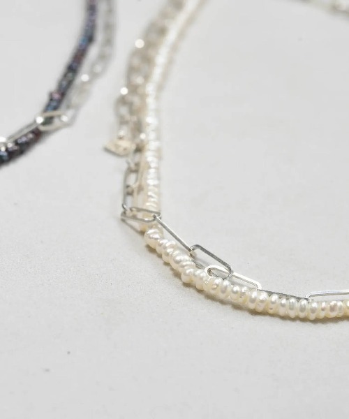 HERGO（ハーゴ）の「NP:HERGO Flat Chain Baby Pearl Necklace SV-925（ネックレス・メンズ・ブラック/ホワイト・FREE）」の7枚目の写真